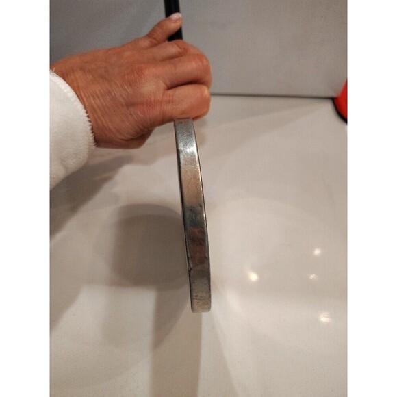 Vintage Handheld Portrait Lid Vanity Mirror with Wooden Handle Woman Portrait - Picture 9 of 13